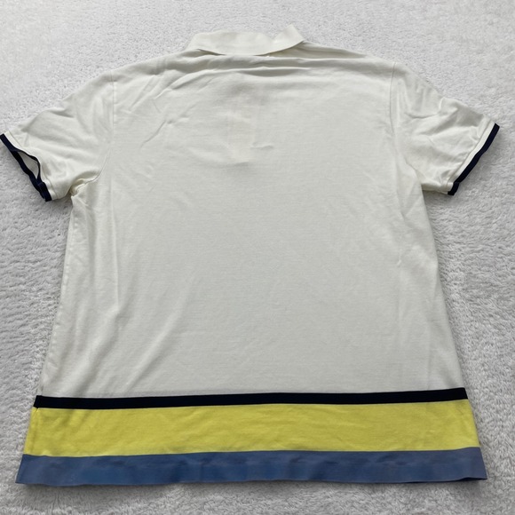 Lacoste Slim Fit XXL Polo Shirt White Blue Yellow Trim Casual Sport Activewear - Picture 7 of 8